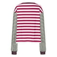 thumbnail image 5 of Womens Oversized Patchwork Sweatshirt Long Sleeve Striped Color Block Top Casual Loose Crew Neck Pullover Shirt (Pink M), 5 of 5