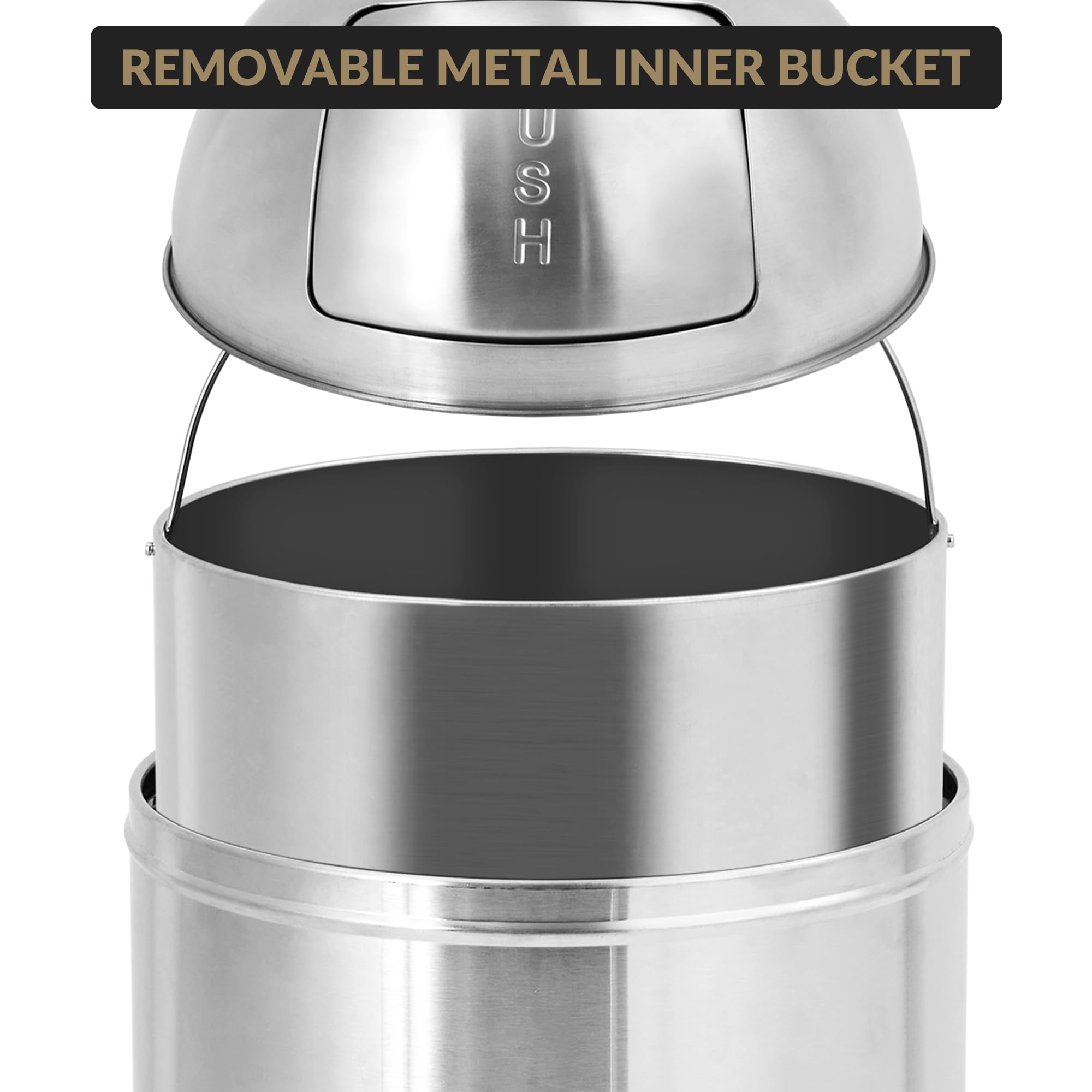 Luku 18 Gallon/70L Stainless Steel Trash Can, High-Capacity Hands-Free Waste Bin for Kitchen