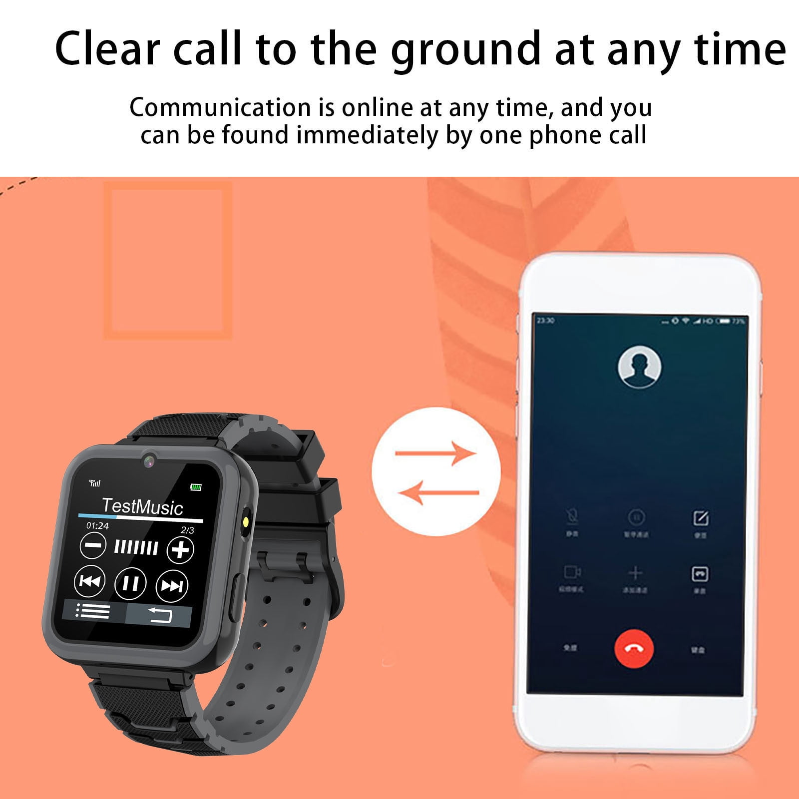 Nkmbld Portable Wristwatches with Game Smart Clock Music Play Flashlight Smart Watch, IP68 Waterproof for Gift, Black