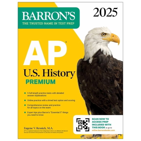 Barron's AP Prep AP U.S. History Premium, 2025: Prep Book with 5 Practice Tests   Comprehensive Review   Online Practice, (Paperback)