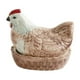 thumbnail image 4 of Cesta de almacenamiento de huevos con diseño de pollo, soporte para huevos de gallina con tapa para almacenamiento de huevos, contenedor de Cerámica Marrón, 4 of 8