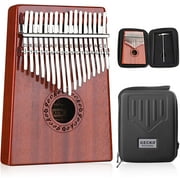 Gecko Kalimba 17 Keys Thumb Piano, Mahogany, with Waterproof Box, Tune Hammer, Study Guide, Brown