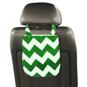 Auto Trash Bag - Green Chevron Car Rubbish Container