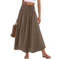 thumbnail image 2 of Wutalume Maxi Skirts for Women Flowy - High Waist Elastic Waist Solid Color Convertible Maxi Skirt Dress, 2-in-1 for Beach Vacation Summer Daily Wear,Coffee 2XL, 2 of 9