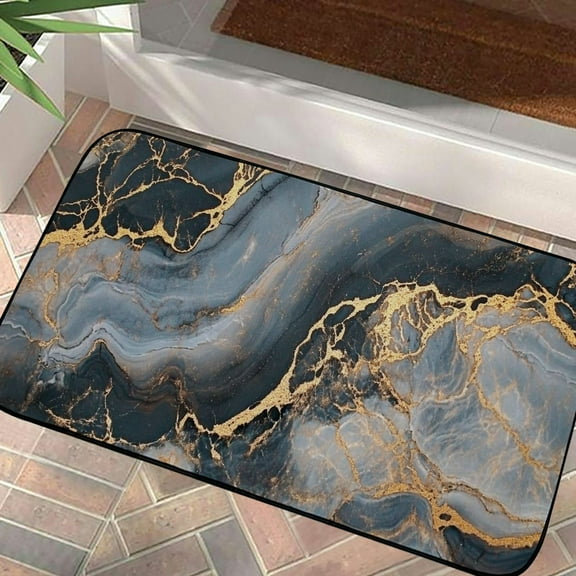 Heduofu Anti Fatigue Kitchen and Door Mat Waterproof Kitchen Floor Mat Gold Kitchen Mat for Floor Laundry Room 19.68*39.37 in