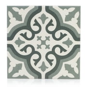 The Tile Project 8"X8" Classic Pattern Aqua Ceramic Floor and Wall Tile (1 Sample)