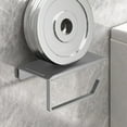 thumbnail image 3 of LACKUST Adhesive Toilet Paper Holder with Shelf - No Drill Rust Resistant Bathroom Storage, Space Saving Gray Toilet Paper Holder for RV Small Bathrooms, Tool Free Install, 3 of 5