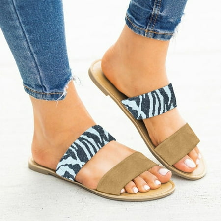 

absuyy Women s Slide Sandals- Retro Roman Casual Open Toe New Style Summer Flat Slide Sandals #644 Brown-9