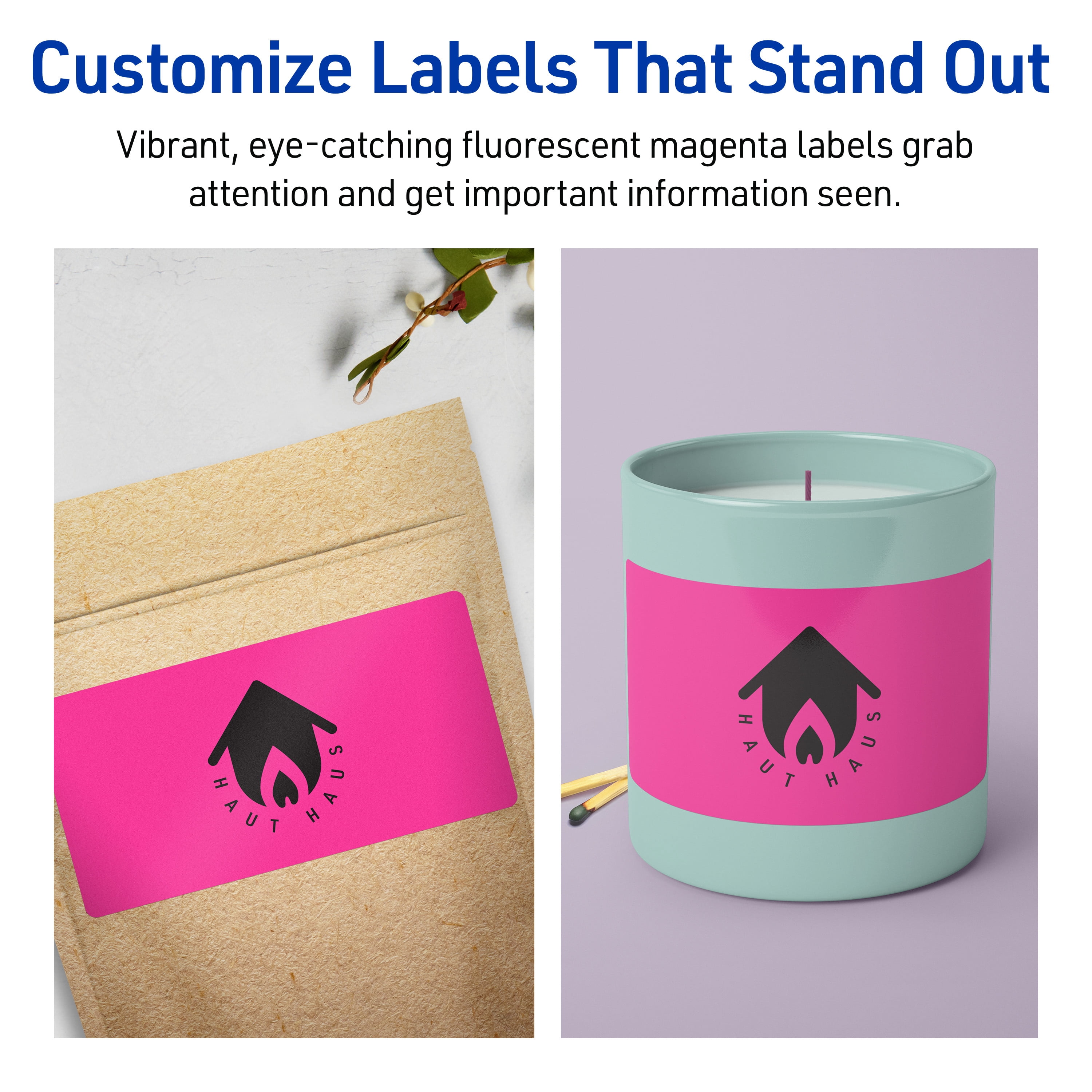 Avery Printable Rectangle Labels, Neon Magenta, 3" x 5", 120ct