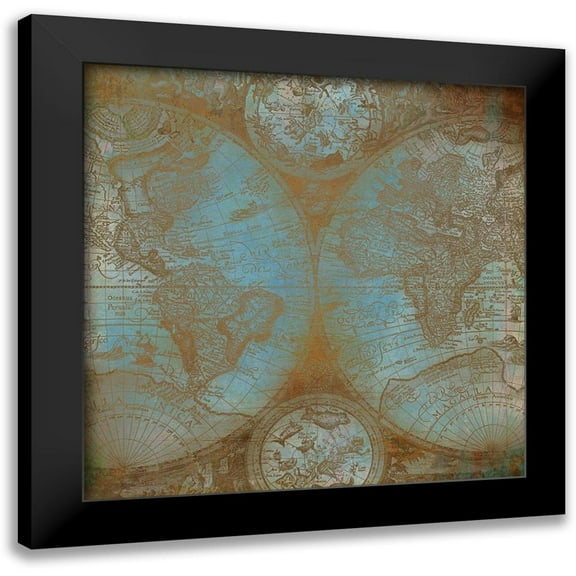Kimberly, Allen 12x12 Black Modern Framed Museum Art Print Titled - Map of The World