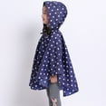 thumbnail image 5 of YMNXA Kids Girls Boys Rain Poncho With Hood Polka Dot Print Waterproof Buttons Lightweight Breathable Rain Coat For Outdoor Activities,Dark Blue,6-8 Years, 5 of 6
