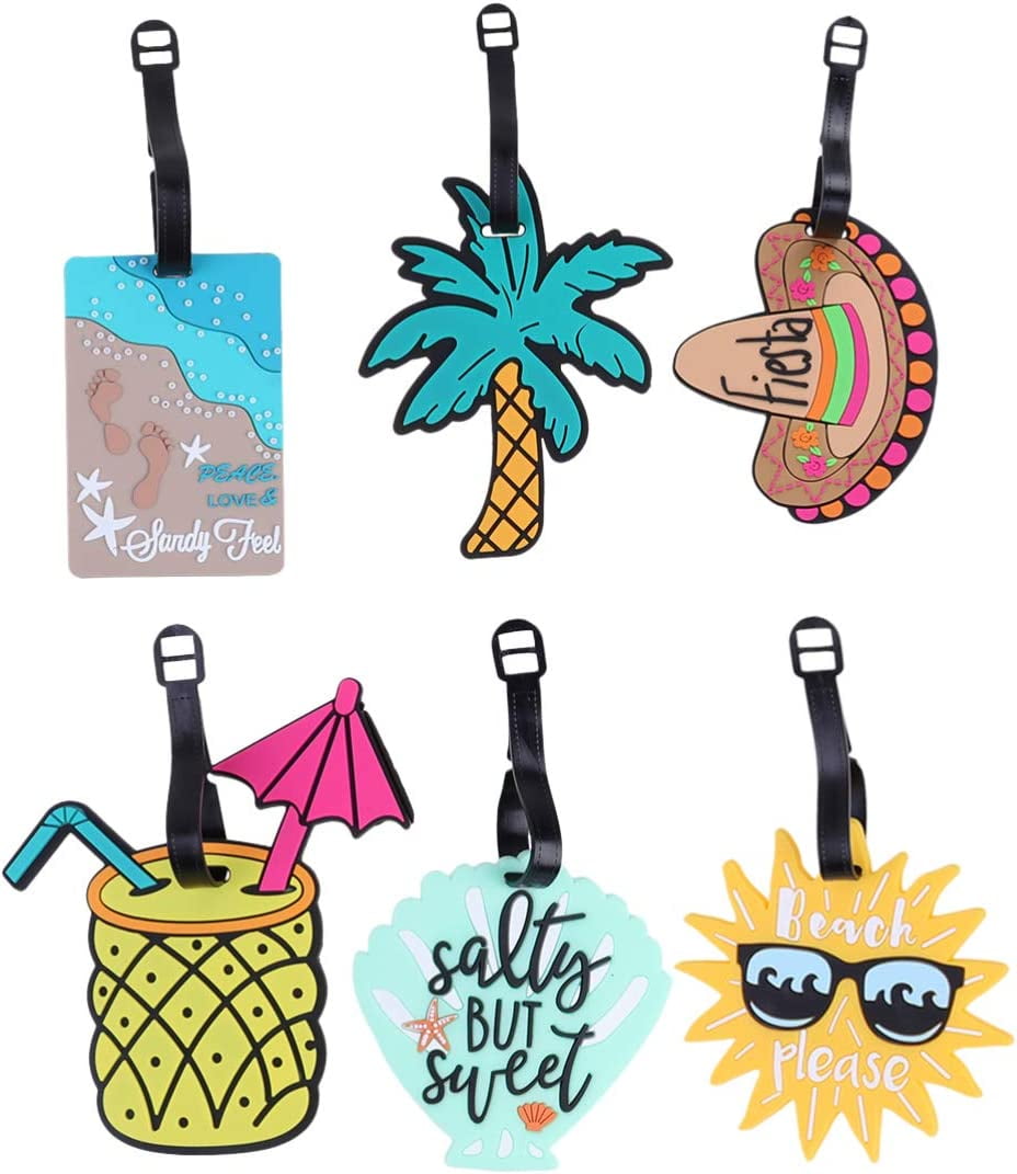 DanceeMangoos 6pcs Cute Luggage Tags Set Summer Beach Holiday Travel Suitcase Bag Identify