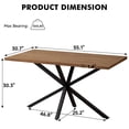 thumbnail image 4 of 55.1" Rectangle Dining Table for 2 4 Person, Small Mid Century Modern Kitchen Table with Metal Cross Legs for Restaurant, Apartment, Brown Dining Room Table for Meeting Study Room (Only Table), 4 of 8