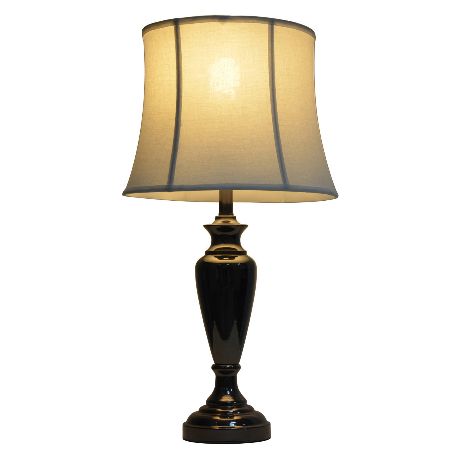 Black Nickel Slender Urn Table Lamp With White Silken Shade
