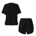 thumbnail image 5 of Picia Black Pajamas Sets for Women Soft Short-Sleeved Pjs with Lounge Shorts Two Piece Sleepwear-Large, 5 of 9