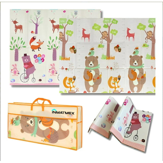Tapete De Bebé Plegable Gateo 200x150x1.5 Cm Color Oso Abecedario Inmatmex