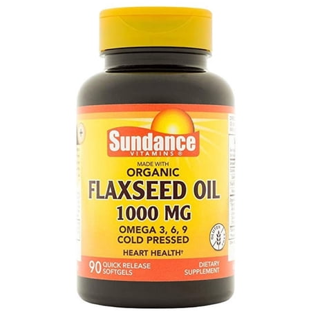 3 Pack Sundance Vitamins Flaxseed Oil 1000mg with Omega 3, 6, 9, 90 Softgel