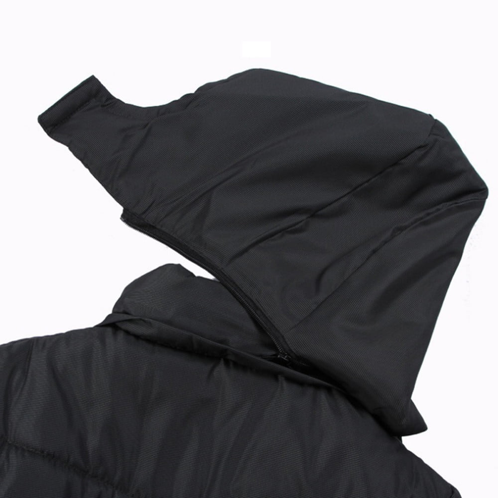 Winter Jackets for Men Clearance Men's Black Puffer Jacket Warm Overcoat Outwear Padded Hooded Down Winter Coat