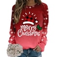 thumbnail image 3 of Gibobby Sudadera de Navidad para mujer Sudadera para mujer Moda Navidad Estampado Cuello redondo Ajuste Tops Casual Manga larga Camisas de entrenamiento Blusa suelta(Rojo de la sandía,XG), 3 of 5