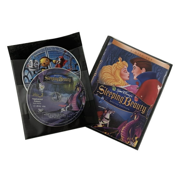 CheckOutStore 50 Clear 2 Disc Black Non Woven CPP Sleeves & DVD Booklet