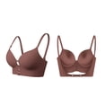 thumbnail image 2 of IQOGKRN Women Wireless Seamless Low Back Bra Thin Adjustable Strap Padded Backless Bralette Front Buckle Lift Support Brassiere Coffee 36, 2 of 9