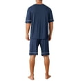 thumbnail image 3 of INSPIRE CHIC Men's Summer Short Sleeves Crew Neck with Pockets Nightwear Pajama Set XL Dark Blue, 3 of 5