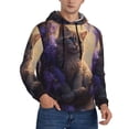thumbnail image 2 of Goofa Purple Flower Lazy Cat for Men's Hooded Sweatshirt - Lightweight Pullover Hoodie with Kangaroo Pocket, Perfect for Everyday Wear-Medium, 2 of 7