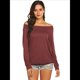 thumbnail image 5 of Blusa de Larga con Cuello y Hombros Descubiertos para Mujer Vino Tinto L, 5 of 8