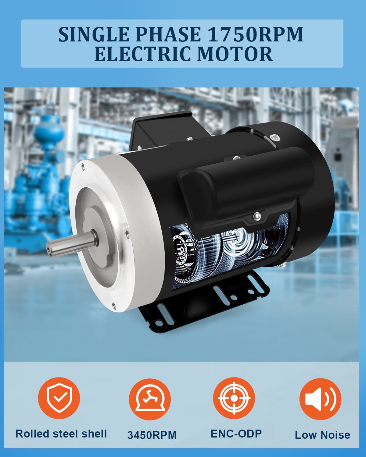 Buy 1/2HP Electric Motor 1750RPM General Purpose Single Phase Motor 115 ...