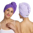 thumbnail image 1 of Toalla de microfibra Turbie Twist, paquete de 2 unidades, color morado oscuro y claro, 1 of 8