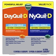 Vicks DayQuil-D and NyQuil-D Cold & Sinus LiquiCaps, Cold & Sinus Medicine for Adults, 24 Count
