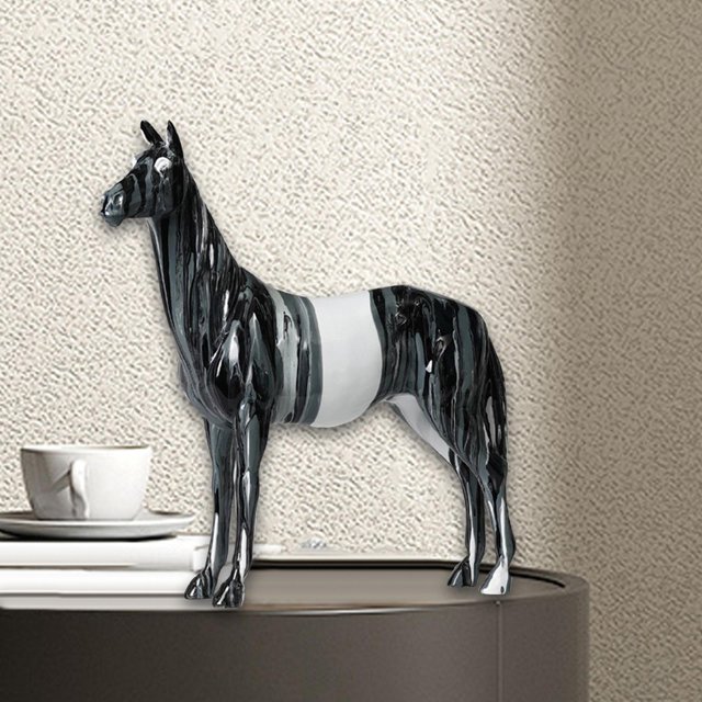 Escultura de caballo, artesanía, figura decorativa para escritorio, entrada, sala de estar Gris grande