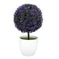 thumbnail image 3 of Artificial Ball Plant Bonsai Fake Potted Plant Home Office Desk Decor (Purple), 3 of 8