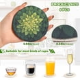 thumbnail image 3 of Haosy Set of 6 Drink Woven Coaster with Holder Heat Resistant Non-Slip Bar Coasters 4 Inches Green Mandala with Leaves, 3 of 7