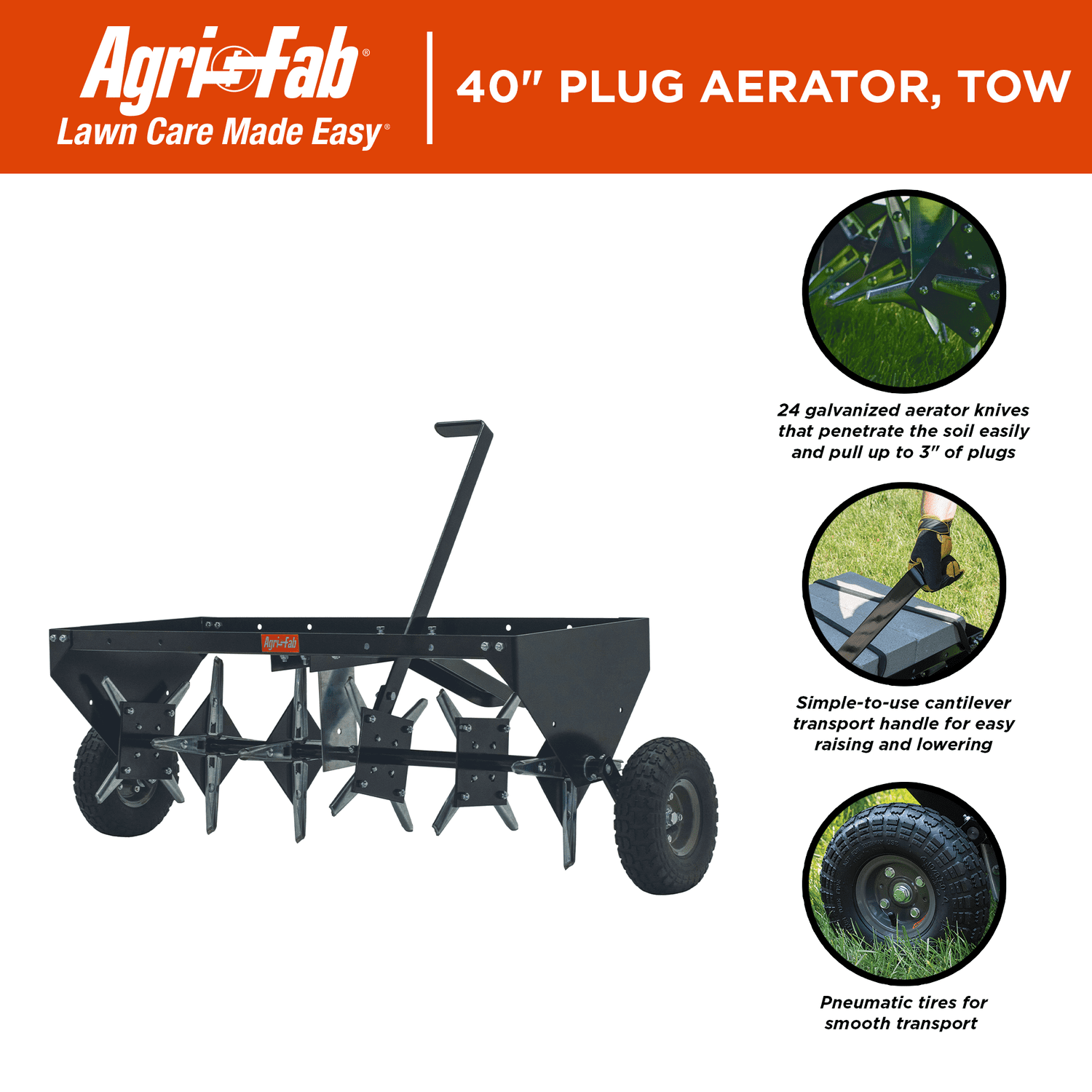 Agri-Fab 40" Plug Aerator Tow Behind Lawn Groomer - Model # 45-0518