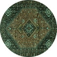 thumbnail image 1 of Ahgly Company Machine Washable Indoor Round Persian Turquoise Blue Traditional Area Rugs, 8' Round, 1 of 4
