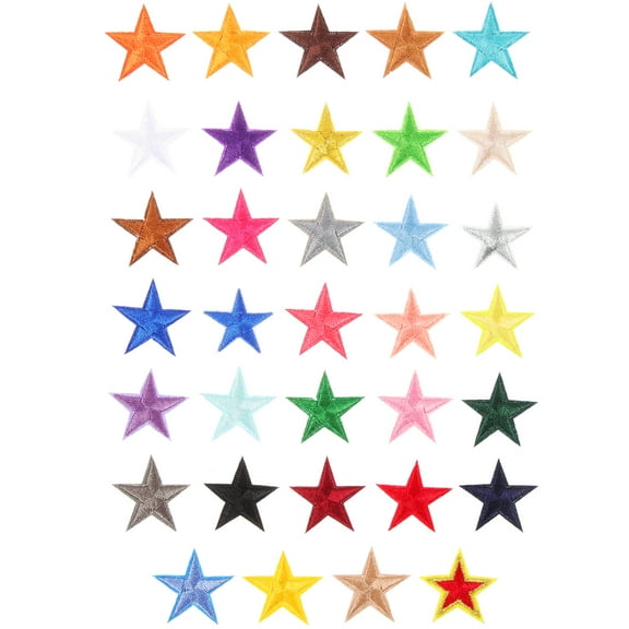 icolorfuled 35pcs Star Patches Iron On Embroidered Appliques Patriotic Stars Iron On Patches
