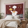 thumbnail image 3 of Fat Chef Large Tapestry for Bedroom Wall Hanging Tapestry, Red Gourmet Kitchen Red Black Buffalo Plaid Ceiling Backdrop Tapestries Poster Blanket Wall Decor for Teens Room Living Room Dorm 86" x 104", 3 of 8