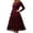 Wine, variant on Women's Solid Round Neck Long Sleeve Midi Dress Tiered Lace Spliced Fit And Flare Dress