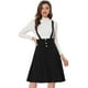 thumbnail image 1 of Allegra K Vestido de cintura alta para mujer, falda con tirantes midi acampanada y decoración de botones de color sólido Negro XS, 1 of 5