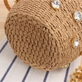 thumbnail image 4 of Bolsos de mano para mujer, bolso de mano tejido de paja con diamantes de imitación, bolso de playa, bolso (café), 4 of 7