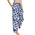 thumbnail image 2 of Xecao Blue Ink Flowers Women's Straight Lounge Pajama Pants: The Epitome of Relaxed Sleepwear, 2 of 9