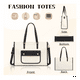 thumbnail image 4 of Bolsa De Lona Para Mujer Playa Tote Bag Impermeable Blanco/Negro, 4 of 5