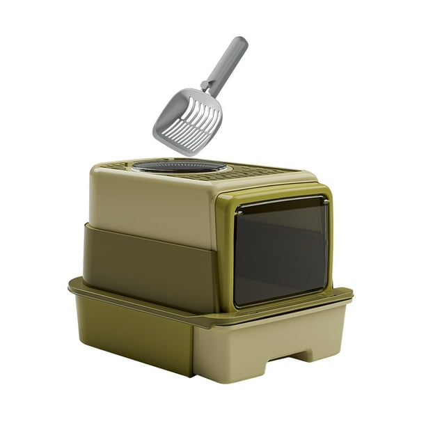 AIPERRO Enclosed Cat Litter Box Stainless Steel With Lid | XL Extra