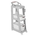 thumbnail image 2 of 3 Tier Rolling Utility Cart with Drawer, Storage Organizer Cart with Wheels, Handle, Utility Rolling Cart Bathroom Organizers and Storage Trolley Cart for Bathroom Kitchen Office, 2 of 7