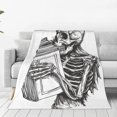 thumbnail image 4 of Cauagu Skeleton Book Lover Pattern Flannel Bed Blankets,Fleece Blanket Comfortable Air Conditioning Blanket for Sofa Bed Travel Couch & Living Room -60"x50", 4 of 8