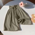 thumbnail image 2 of zbxnLI Girl's Wide Leg Pants Drawstring Elastic Waisted Palazzo Flowy Casual Pants Trendy Baggy Trousers for Kids 1-11 Years, 2 of 5