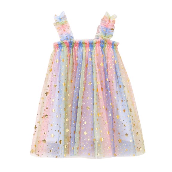 PINQI Baby Girl Tutu Dress Toddler Girls Sleeveless Snowflake Paillette Princess Dress Dance Princess Dresses Summer Cute Clothes(a-Blue,2-3 Years)