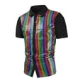 thumbnail image 4 of WREESH Men's Party Button Down Shirts Formal Sequin Buckle Shirts with Collar for a Bright and Colorful Appearance Multicolor, 4 of 8