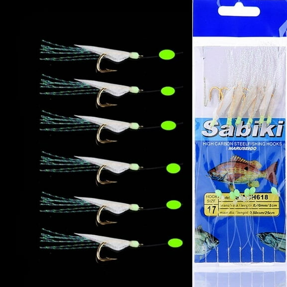 10 Pack Sabiki Bait Rigs Saltwater Freshwater Fishing Lure Real Fish Skin Beads